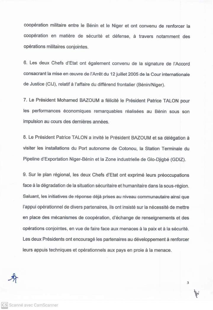 communique visite Bazoum au Benin 13 03 2023 BIS2