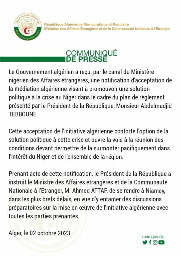 mediation situation Niger
