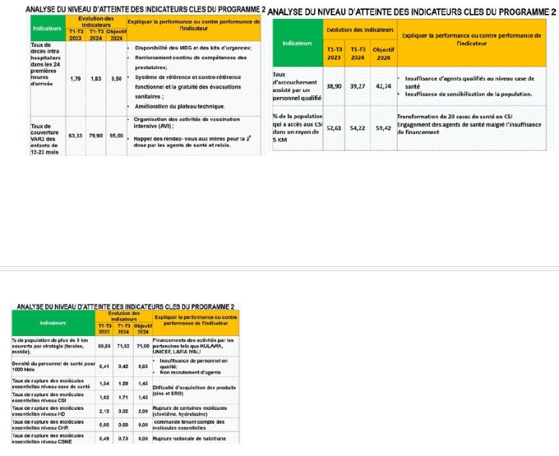 Analyse niveau atteinte indicateurs Programme