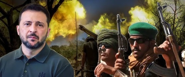 montage Volodymyr Zelensky terrorirste aficains