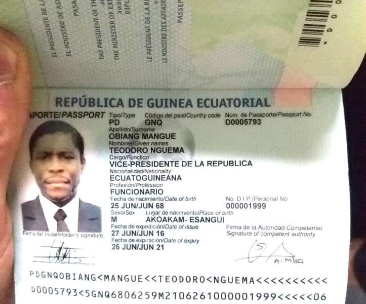passeport Teodorin Obiang