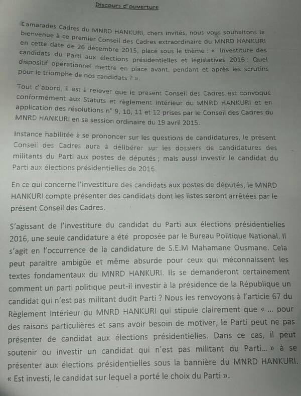 Declaration MNRD
