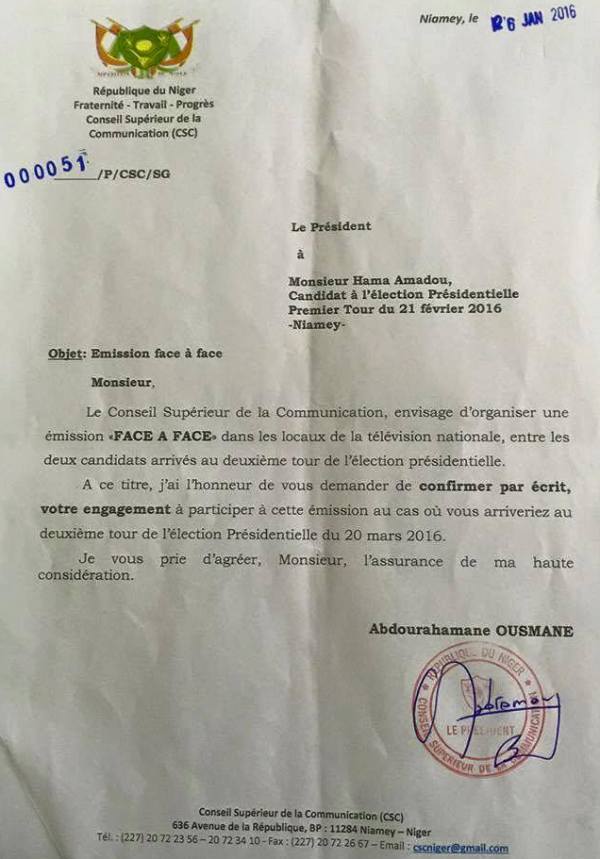 Lettre du CSC a Hama Amadou