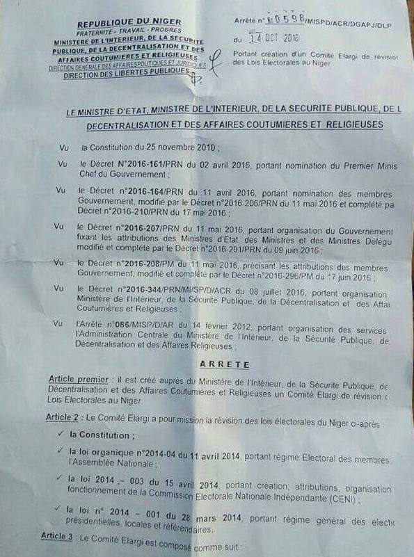 bazoum signe arrete comite elargi loi electorale