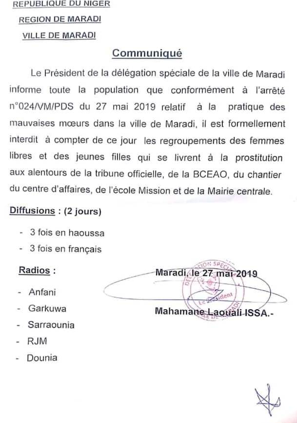 communique delegation speciale maradi