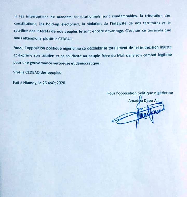 communique opposition nigerienne 26 08 2020