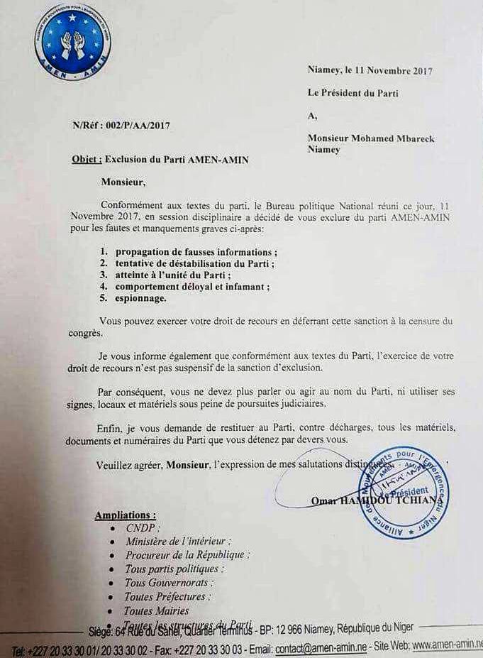 exclusion Mohamed Mbareck