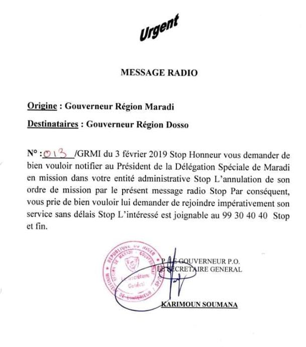 message radio gouv maradi