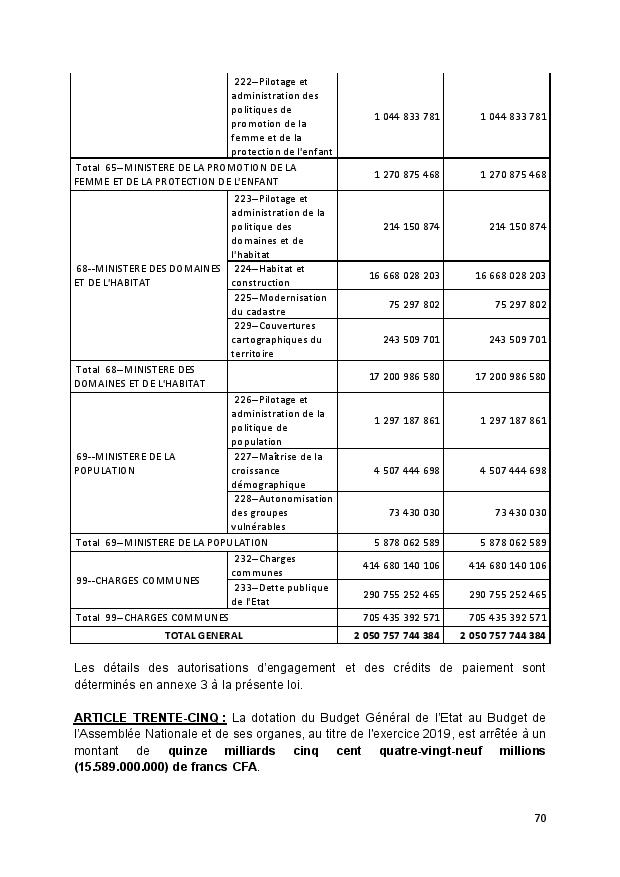 PROJET DE TEXTE DE LOI 2019 CONSEIL DES MINISTRES 17 SEPTEMBRE 2018 page 070