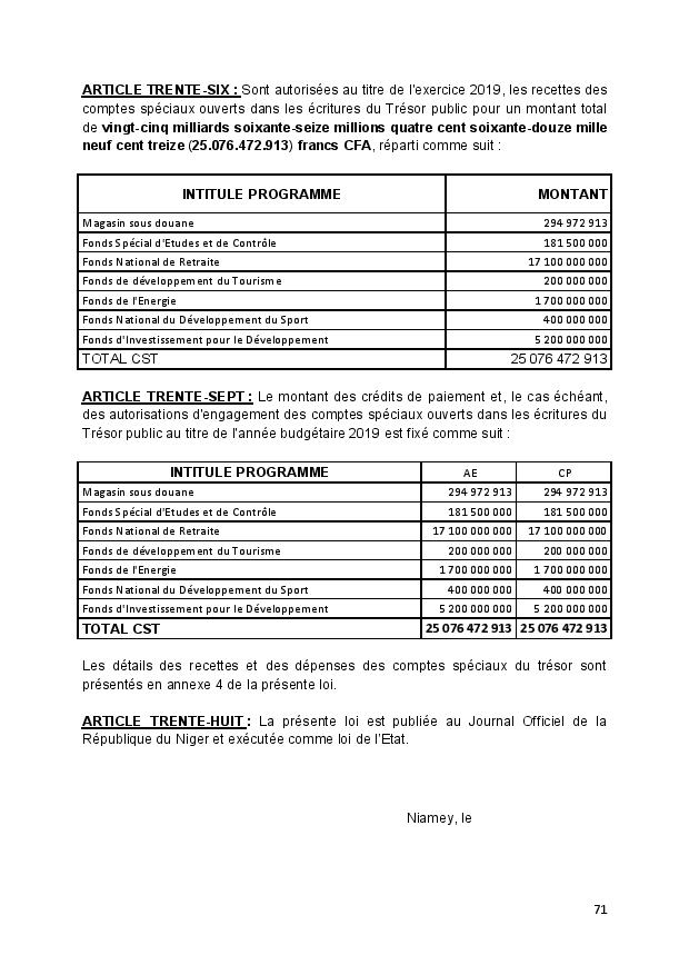 PROJET DE TEXTE DE LOI 2019 CONSEIL DES MINISTRES 17 SEPTEMBRE 2018 page 071