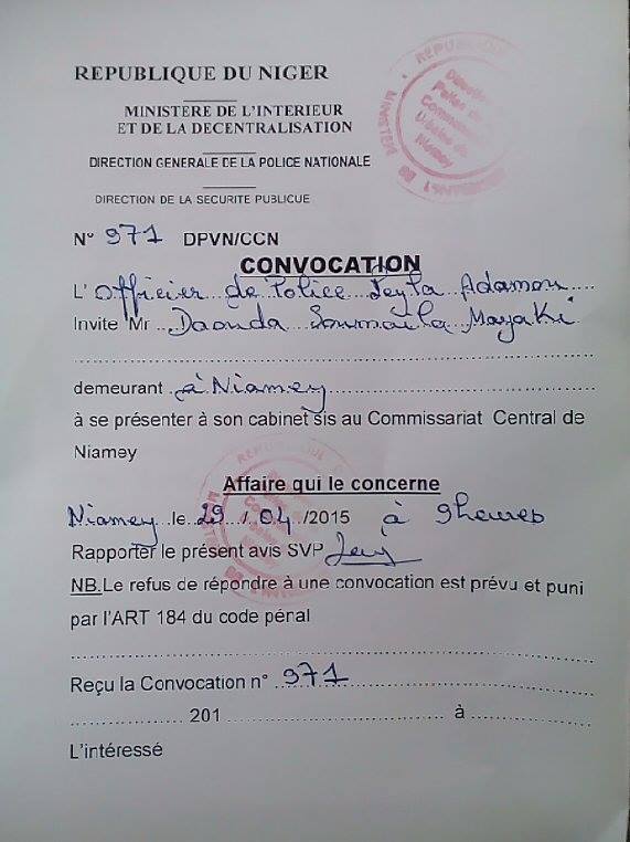 Convocation Daouda