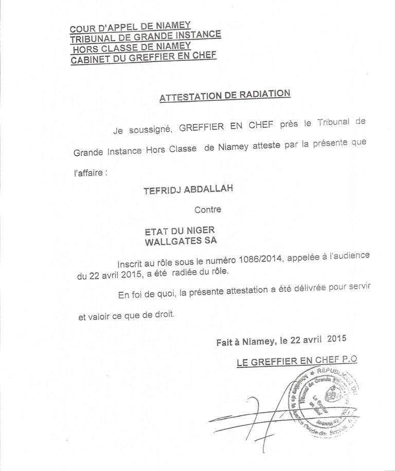 attestation de radiation