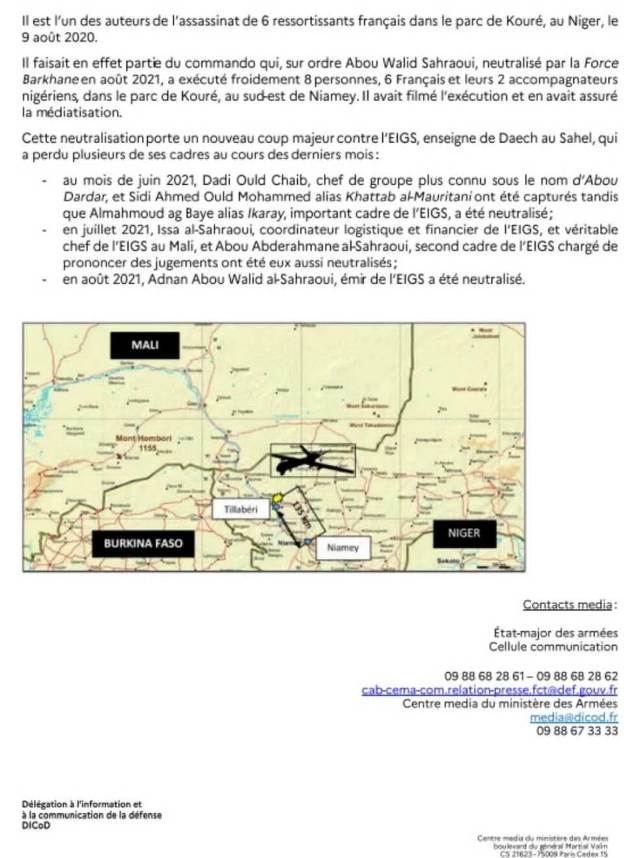 Communique Etat Major France BIS