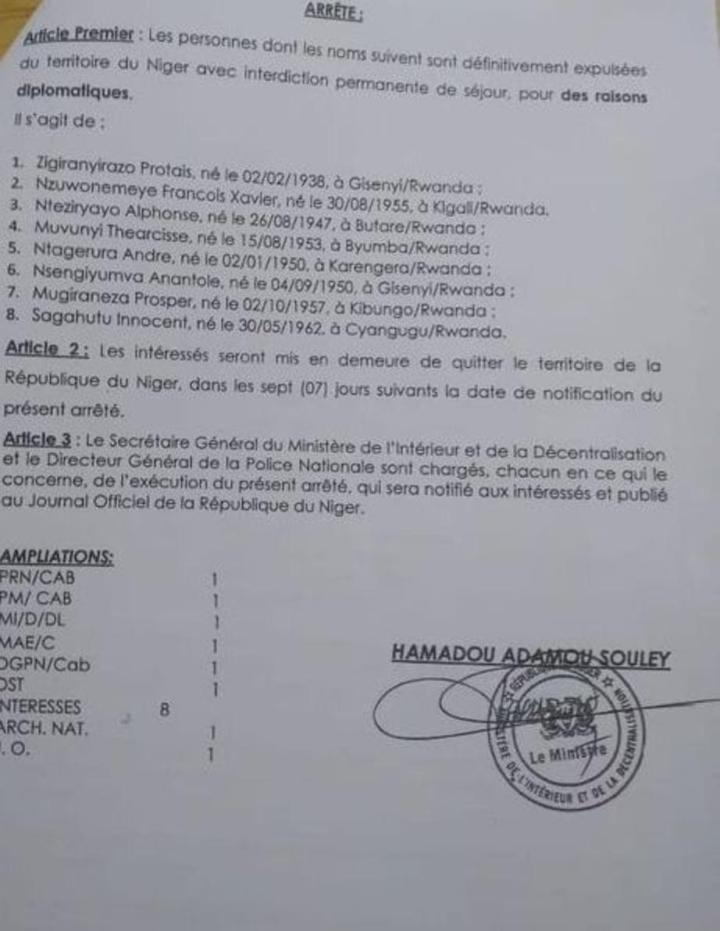 arrete explusion rwandais du Niger mitchell