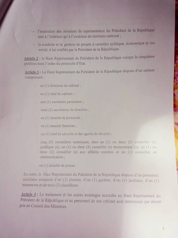 avantages Haut representant