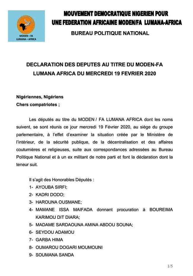 declaration Lumana 19 02 2020