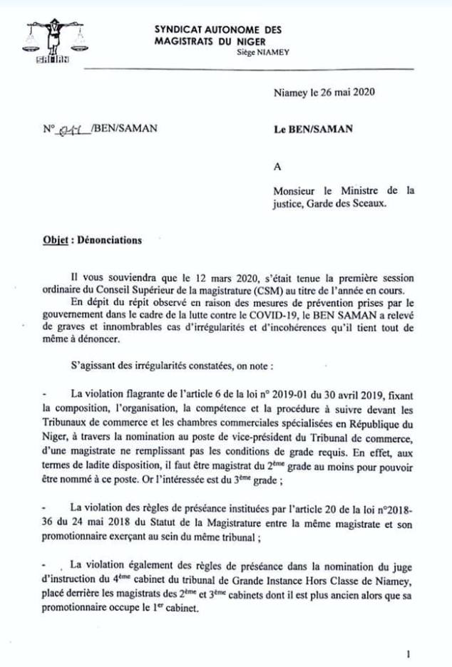 lettre saman 26 05 2020